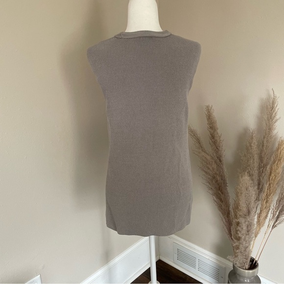 Wilfred Aritzia Palmier Sweater Side Split Knit Sleeveless Tank Top Gray Size M - Picture 9 of 11